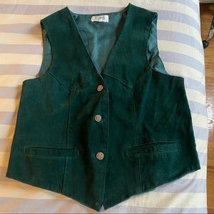 Vintage 80s forest green suede vest